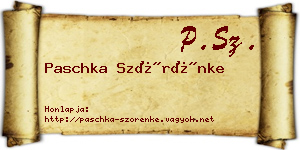 Paschka Szörénke névjegykártya